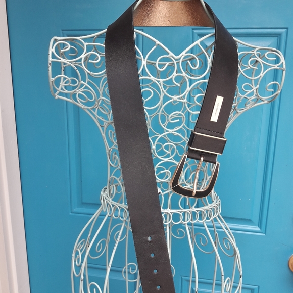 MK Genuine Leather Belt Wide Black Belt Classic Wardrobe Keeper Michael Kors - Picture 4 of 14